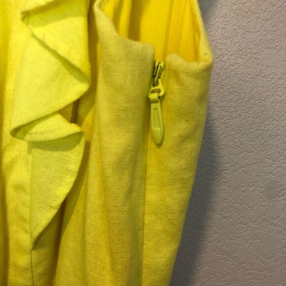 NEW City Chic Frill Thrill Dress Linen Blend Ruffle Detail in Zest Yellow XS/14 - Picture 6 of 9